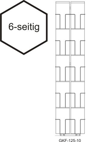 Karten-Bodenständer, 125 mm, 60 Fächer, 2-reihig, 6-seitig, silber